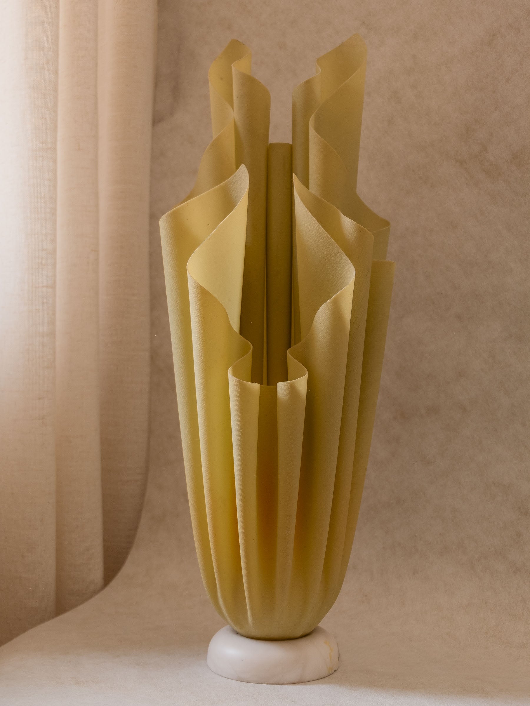 Georgia Jacob “Athena” table lamp in resin and marble, France, 1970s, shown in interior setting.