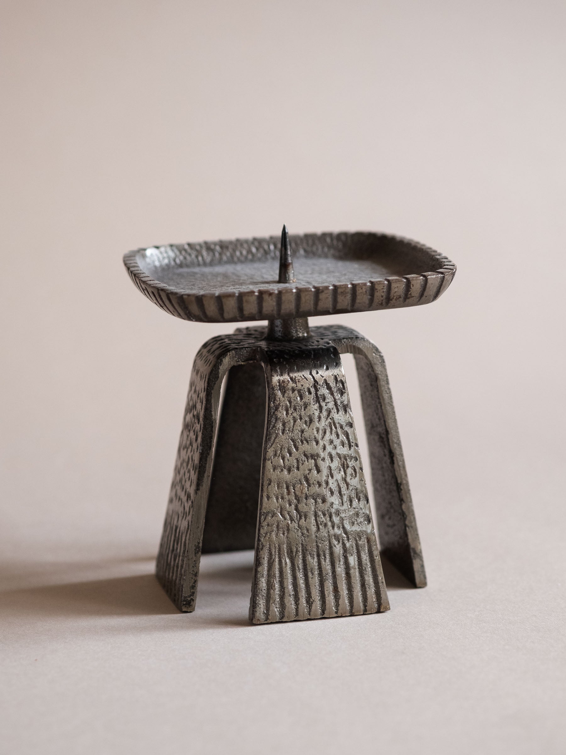 Japanese Cast Iron Pricket Candle Holder, Mid-Century